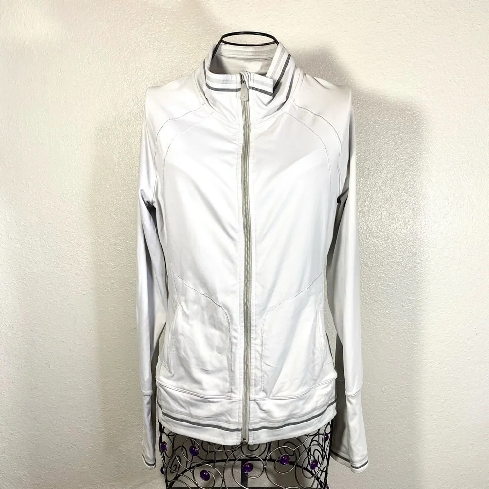 ALO off white athletic zip up jacket size S